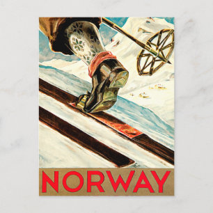 Norway - Home of Skiing Travel Art Postcard