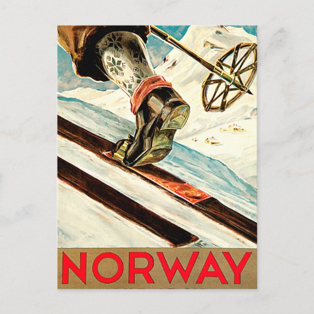Norway - Home of Skiing Travel Art Postcard (Front)