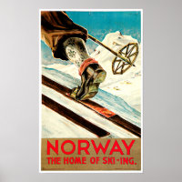 Norway - Home of Skiing Travel Art Poster