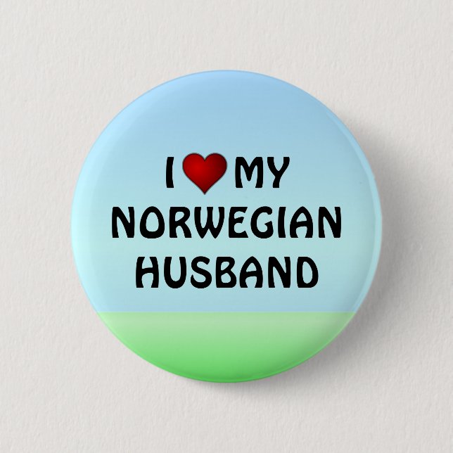Norway: I LOVE MY NORWEGIAN HUSBAND Pinback Button (Front)