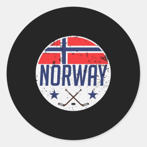 Norway Ice Hockey Flag Jersey Supporter Nordic Fan Classic Round Sticker