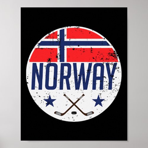 Norway Ice Hockey Flag Jersey Supporter Nordic Fan Poster