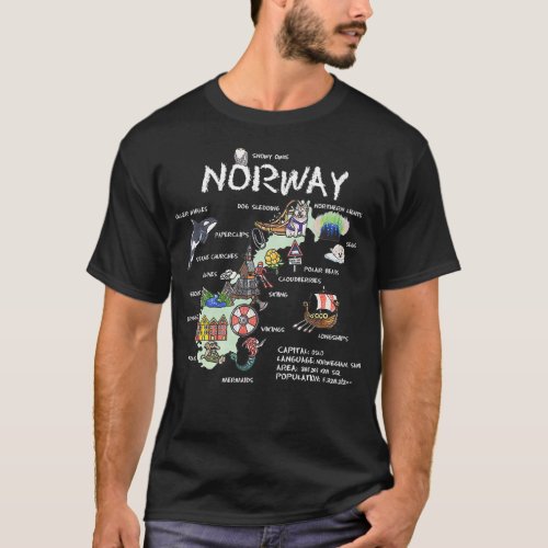 Norway illustrated map T_Shirt