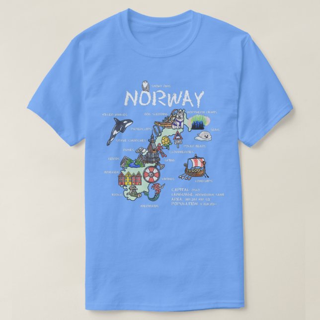 Norway illustrated map T-Shirt (Design Front)