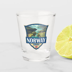 Norway Illustration Retro Badge Shot Glass