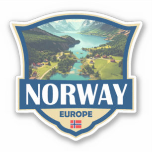 Norway Illustration Retro Badge Sticker