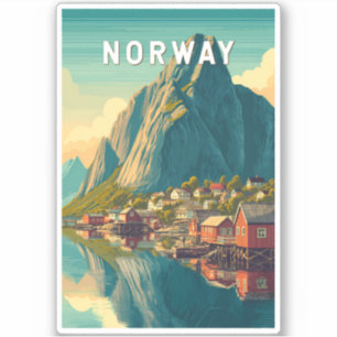 Norway Illustration Travel Art Vintage Sticker