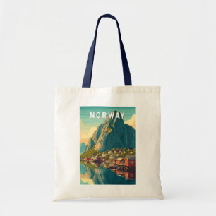 Norway Illustration Travel Art Vintage Tote Bag