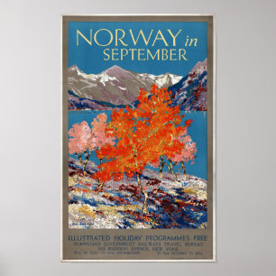 Norway in September Vintage Poster Restored