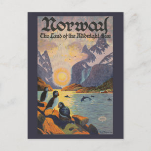 Norway Land of the Midnight Sun Vintage Poster Postcard
