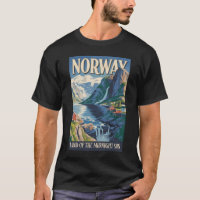 Norway Landscape Illustration Travel Art Vintage