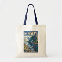 Norway Landscape Illustration Travel Art Vintage