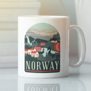 Norway Landscape Vintage Travel Postcard Coffee Mug