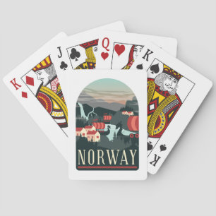 Norway Landscape Vintage Travel Postcard Poker Cards