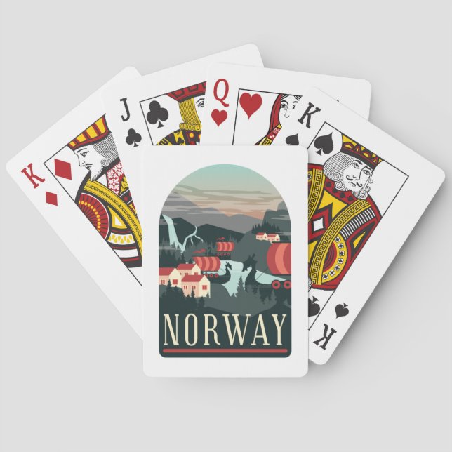 Norway Landscape Vintage Travel Postcard Poker Cards (Back)