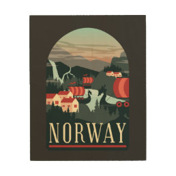 Norway Landscape Vintage  Wood Wall Art