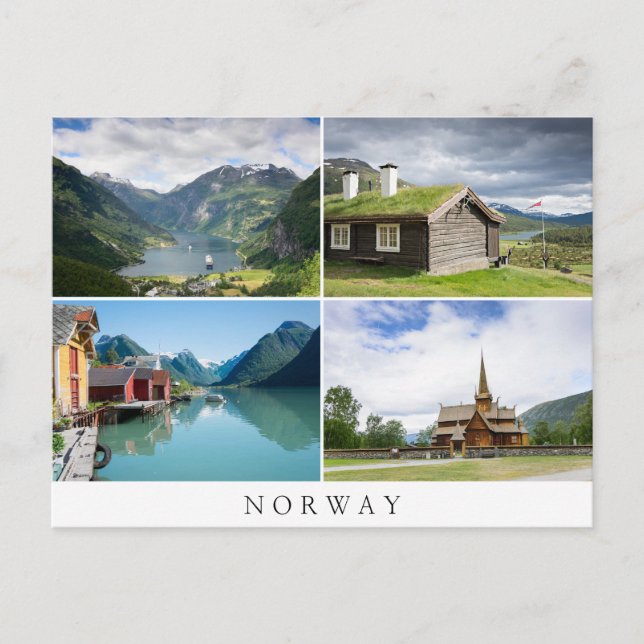 Norway landscapes collage text postcard (Front)