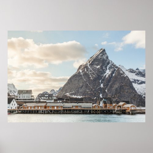 Norway Lofoten Fishing Village Landscape Photo Poster