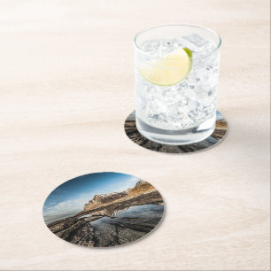 Norway Lofoten Islands Mountain Round Paper Coaster
