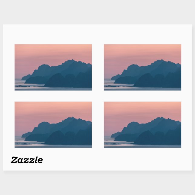 Norway Lofoten Landscape Rectangular Sticker (Sheet)