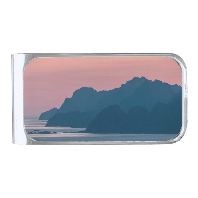 Norway Lofoten Landscape Silver Finish Money Clip (Front)