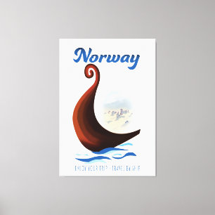 Norway long boat travel poster canvas print