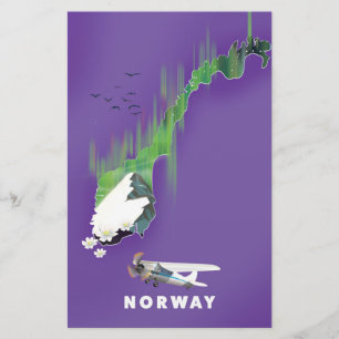 Norway Map Illustrated print poster. Stationery