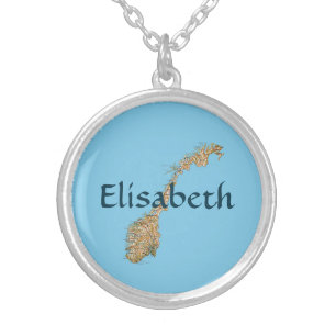Norway Map + Name Necklace