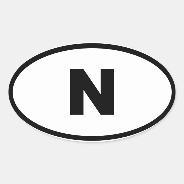 Norway N European Oval Sticker (Front)