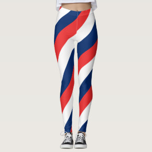 Norway National Flag Colors Diagonal Striped Leggings