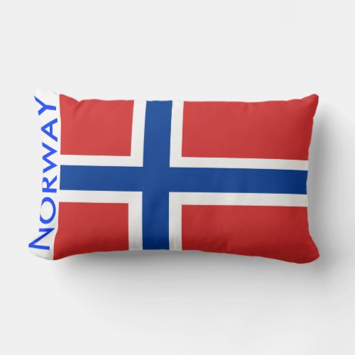 Norway  Norge Norwegian Flag with Text Accent Lumbar Pillow