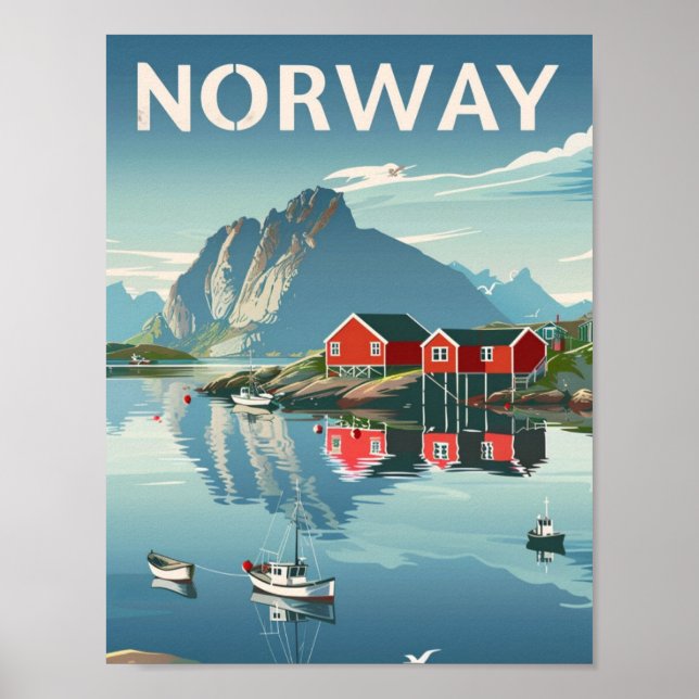 Norway Norge Vintage Famous Travel Place  Poster (Front)