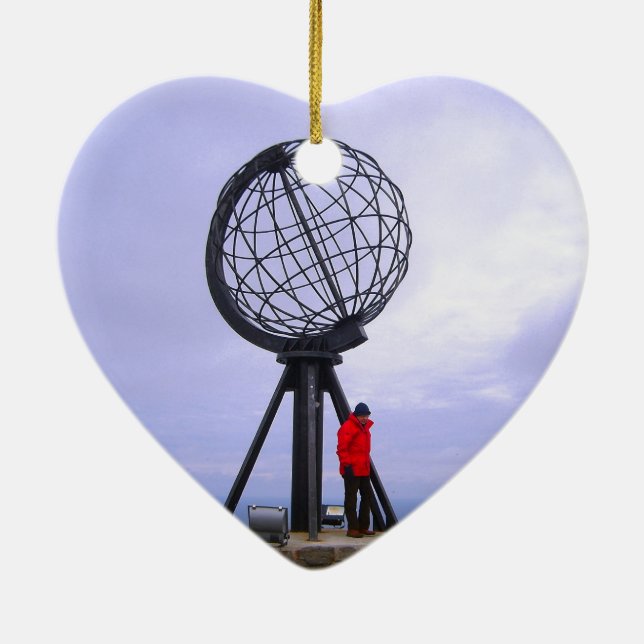 Norway, North Cape, globe symbol Ceramic Ornament (Back)