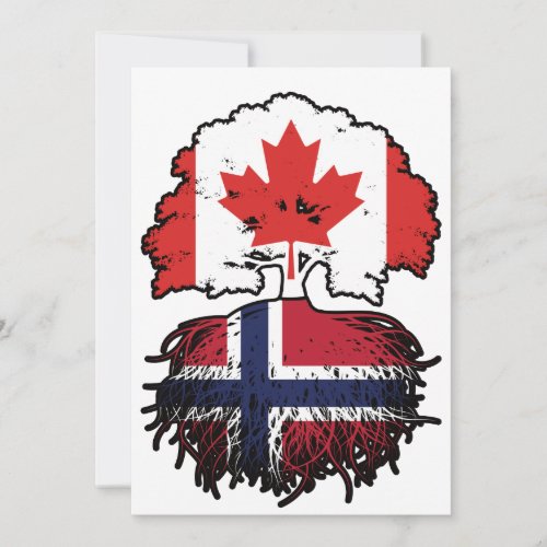 Norway Norwegian Canadian Canada Tree Roots Flag Invitation