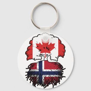 Norway Norwegian Canadian Canada Tree Roots Flag Keychain