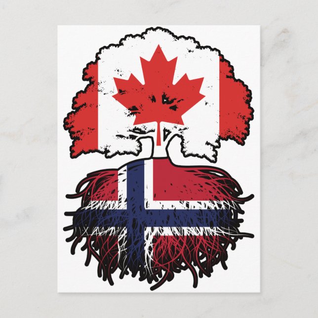 Norway Norwegian Canadian Canada Tree Roots Flag Postcard (Front)