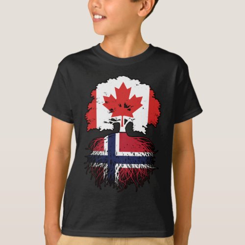 Norway Norwegian Canadian Canada Tree Roots Flag T_Shirt