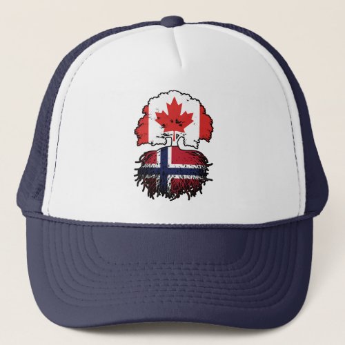Norway Norwegian Canadian Canada Tree Roots Flag Trucker Hat