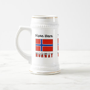 Norway Norwegian Flag Black Personalization Beer Stein