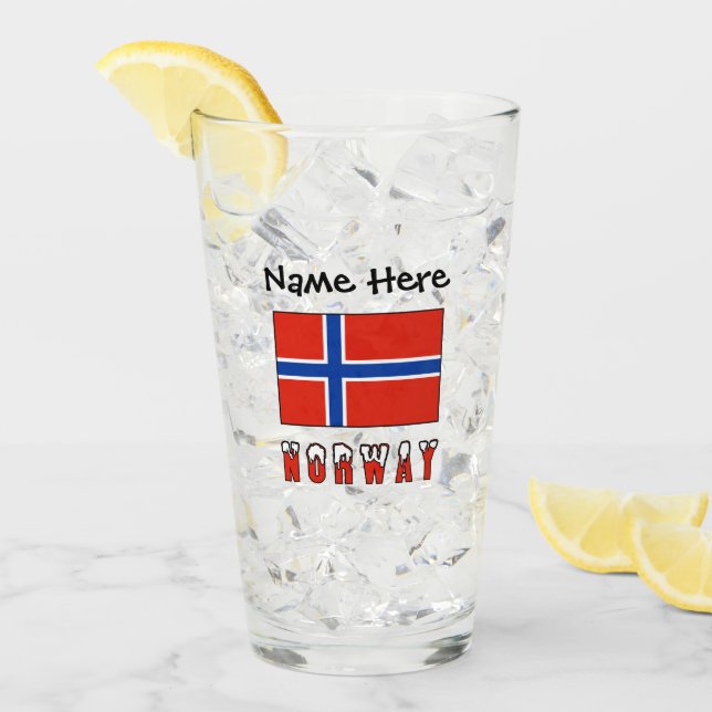 Norway Norwegian Flag Black Personalization  Glass (Front Ice)