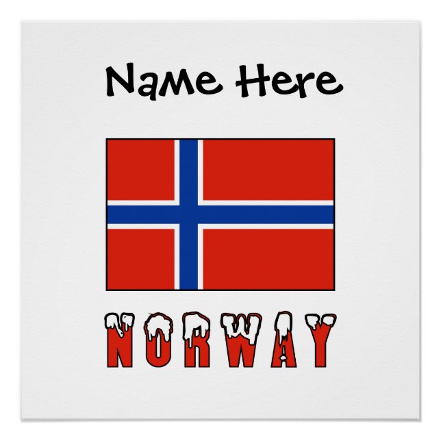 Norway Norwegian Flag Black Personalization  Poster (Front)