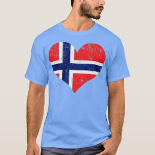 Norway Norwegian Flag Heart Norge Love Distressed T-Shirt