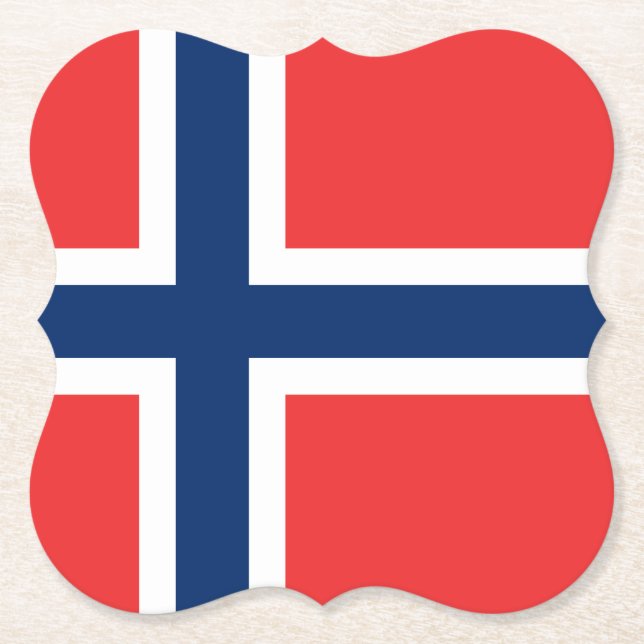 Norway (Norwegian) Flag Paper Coaster (Front)