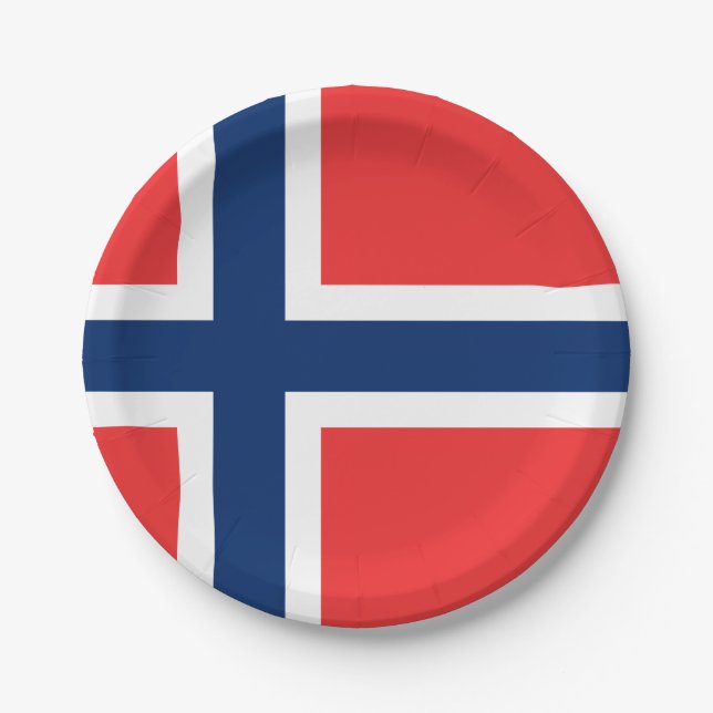 Norway (Norwegian) Flag Paper Plates (Front)