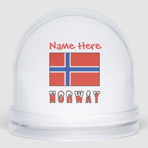 Norway Norwegian Flag Red Personalized  Snow Globe