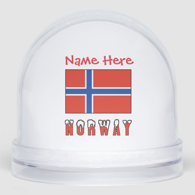 Norway Norwegian Flag Red Personalized  Snow Globe (Front)