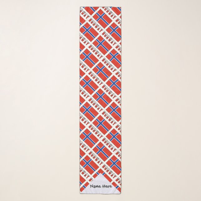 Norway Norwegian Flag Tiled Black Personalization  Scarf (Front)