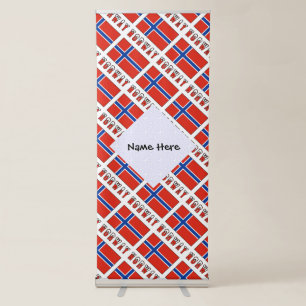 Norway Norwegian Flag Tiled Personalized Name  Retractable Banner