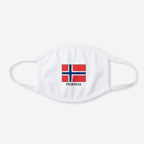 Norway Norwegian Flag  White Cotton Face Mask