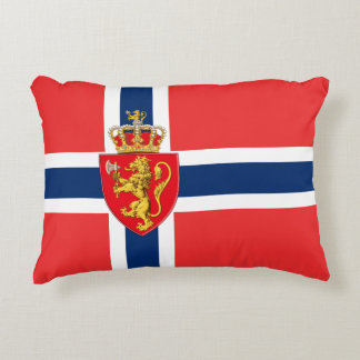 Norway, Norwegian flag, with coat of arms/blue Accent Pillow